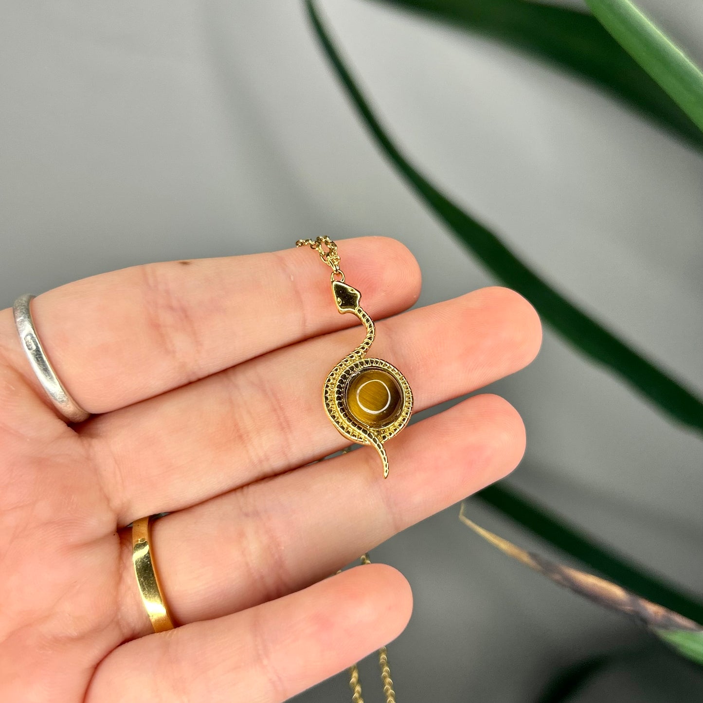 Tiger Eye Snake Necklace