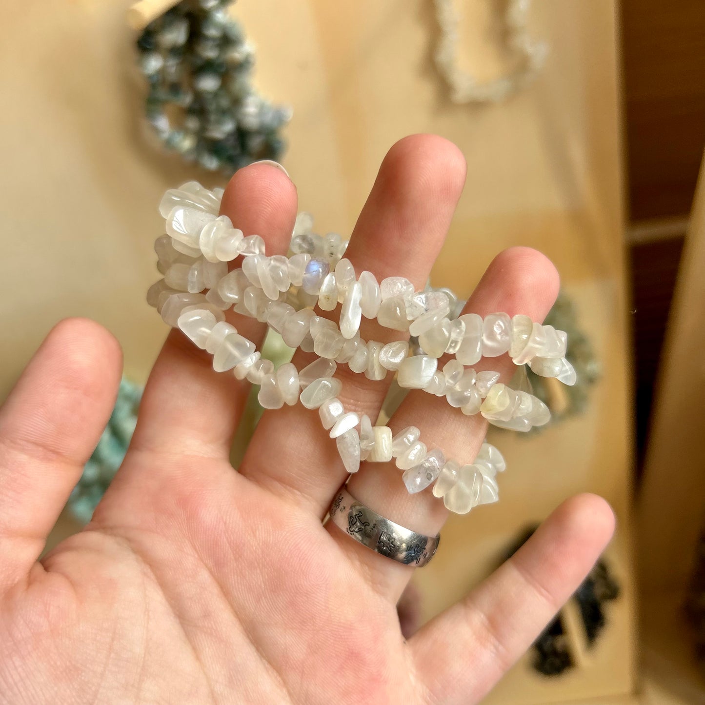 White Moonstone Chip Bracelet