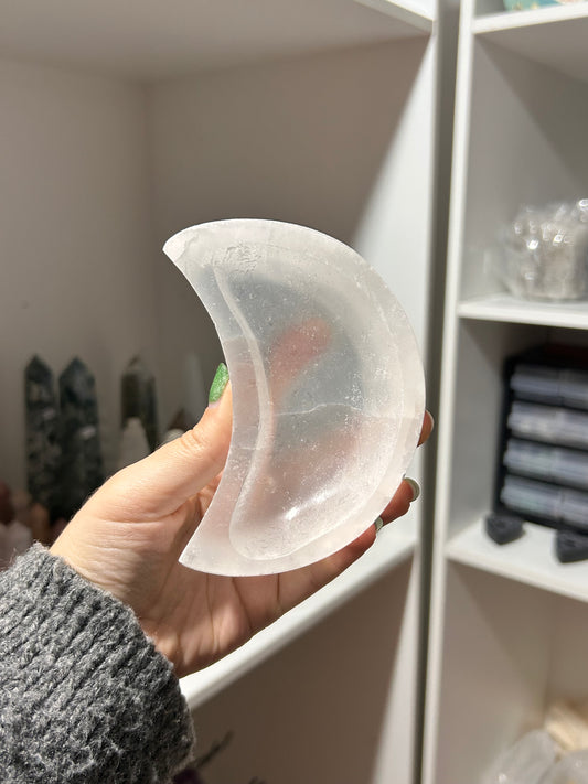 Selenite Moon Bowl
