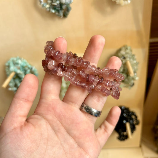 Strawberry Quartz Chip Bracelet