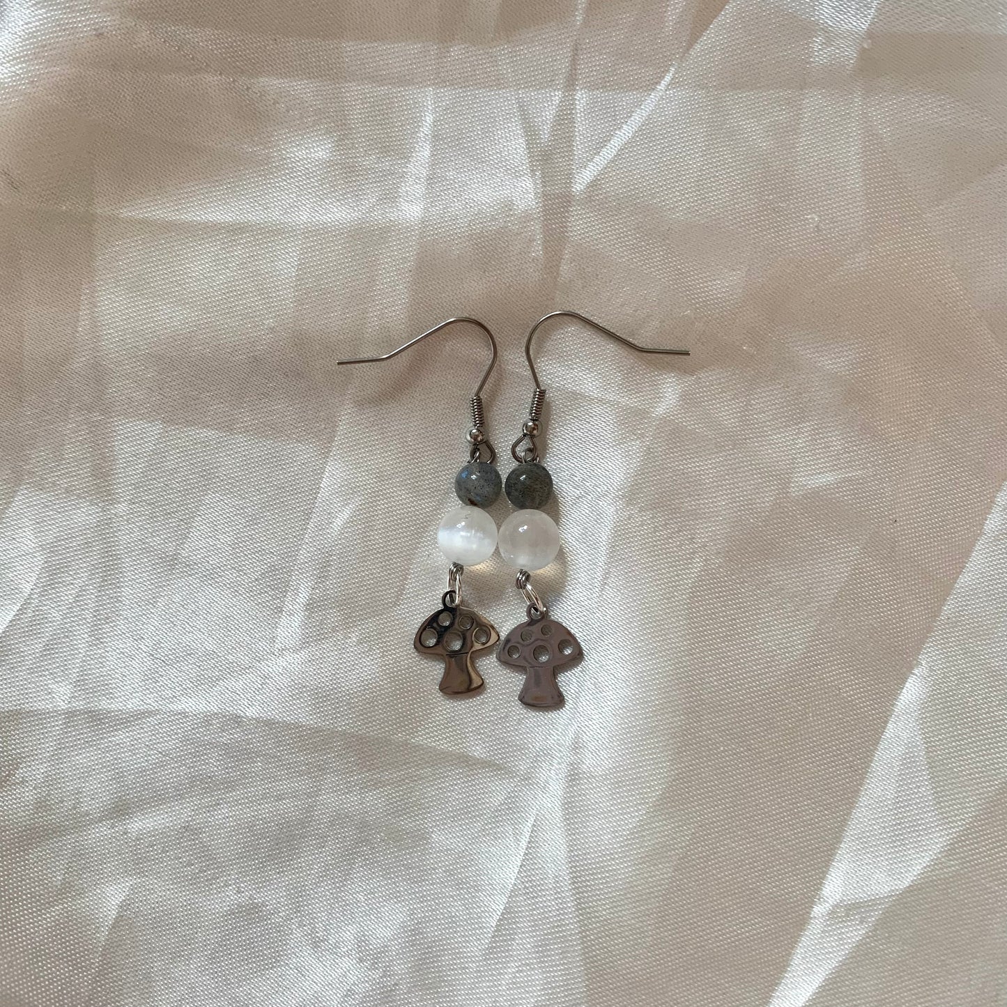 Labradorite x Selenite Mushroom Earrings