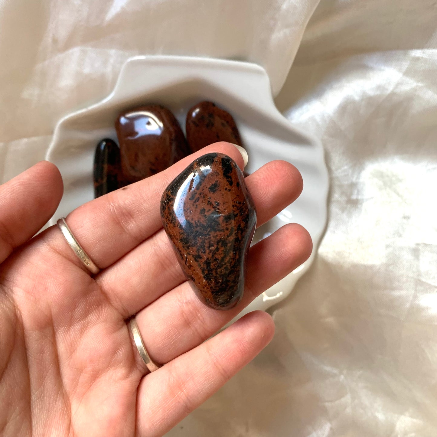 Mahonie Obsidiaan Trommelsteen